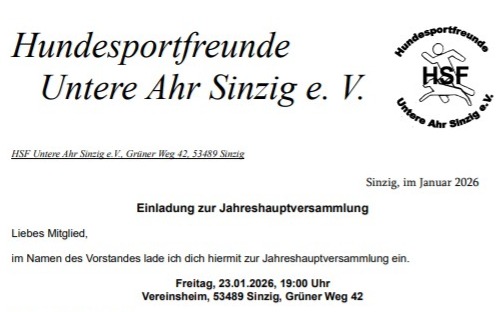 Einladung zur Jahreshauptversammlung 2026